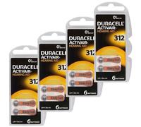 24 x Duracell Size 312 Hearing Aid Batteries Brown -Zinc Air Mercury Free PR41