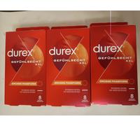 24 X Durex Feel Real XXL Condoms Large Fit = 3 Packs Of 8 Pieces Each