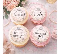 24 x Engagement edible wafer rice paper cupcake toppers edible cake decoration He asked She said yes I do We are engaged love celebration party wedding