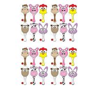 24 x Farm Wooden Paddle Bats Farmyard Biff Bats - Kids Party Bag Fillers Pinata Toys With Ball & String