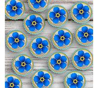 24 x Forget Me Not Pre-Cut Edible Wafer Paper Cupcake Topper Cake Decoration Birthday Cakes