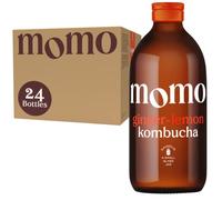 24 x Fresh 330ml Bottles MOMO Kombucha Drink Organic - Kombucha Tea Probiotic Drink - Ginger-Lemon