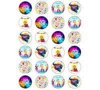 24 x Happy Holi Party Pack - Edible Wafer or Icing Cupcake Toppers Party Cake Decorations Perfect For Brownies Cookies Muffins & More! (Premium Icing Sheet)
