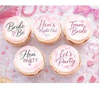 24 x Hen Party edible wafer rice paper cupcake toppers edible cake decoration Team Bride Bride to be Hen's Night out Let's Party