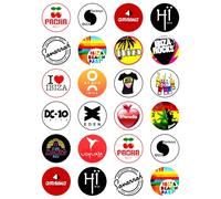 24 x Ibiza Clubs Party Pack Edible Wafer or Icing Cupcake Toppers Nightclub Themed Party Cake Decorations Perfect For Brownies Cookies Muffins & More! (Edible Wafer Card)