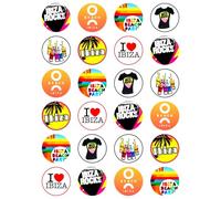 24 x Ibiza Party Mix Edible Wafer or Icing Cupcake Toppers Nightclub Themed Party Cake Decorations Perfect For Brownies Cookies Muffins & More! (Premium Icing Sheet)