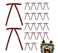 24 x Indoor Christmas Decorations - Velvet Ribbon Bows for Christmas Tree, Velvet Bows for Christmas Tree | Christmas Decorations for Interiors, Crafts for