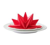 24 x Luxury Folded Red Napkins. Disposable Linen Feel Soft 3 Ply Paper Star Serviettes. Dinner Party Wedding Table Restaurant Large Elegant Stylish 40 x 60cm (16 x 24 inch)