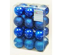 24 x Midnight Blue Shatterproof Christmas Tree Baubles Decorations Mixed Finishes by Premier