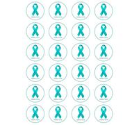 24 x Ovarian Cancer Ribbon Edible Wafer or Icing Cupcake Toppers Party Celebration Cake Decorations Perfect For Brownies Cookies Muffins & More! (Edible Wafer Card)