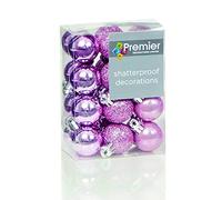 24 x Pale Pink shatterproof Christmas tree Baubles Decorations Mixed finishes by Premier Decorations