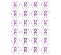 24 x Pancreatic Cancer Ribbon - Edible Wafer or Icing Cupcake Toppers Party Cake Decorations Perfect For Brownies Cookies Muffins & More! (Edible Wafer Card)