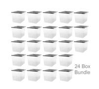 24 x Plastic Storage Boxes 110 Litres Extra Large - Clear & Black Supa Nova by Strata