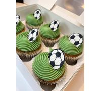 24 x Pre-Cut Edible Football Cake Toppers - Premium Vanilla Wafer Card Cupcake Decorations - Birthday Party Cake Toppers - Gluten-Free & Vegan