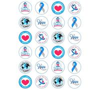 24 x PRECUT Diabetes Awareness Mix┃Edible Wafer Cupcake Toppers┃1.5" / 3.8cm Size┃Pre Cut Charity Cake Topper Decorations┃Perfect for Cupcakes, Cookies, Brownies, Muffins & More!