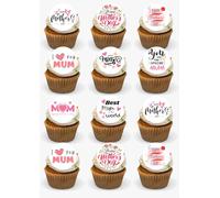 24 x PRECUT Mothers Day Edible Premium Wafer Cupcake Fairy Cake Toppers