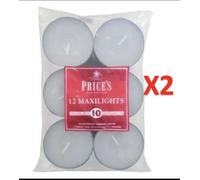 24 X Prices Large Maxi Tea Light Night Lights Tealight Candle Candles 2x12