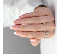 24 x Short Almond Acrylic Nails Simple Full Covers Stick On Nails White French Press A Simple False