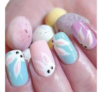 24 x Short Square False Nails with Rabbit Glue to Nails Acrylic Press on Nails to Improve the Holiday Look Women Nail Art