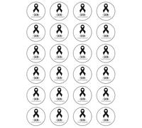 24 x Skin Cancer Ribbon - Edible Wafer or Icing Cupcake Toppers Party Cake Decorations Perfect For Brownies Cookies Muffins & More! (Edible Wafer Card)