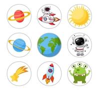 24 x Space Outer Edible Rice Wafer Paper Cupcake Toppers Cake Decorations Astronauts Rocket Planets Earth Spaceship