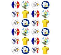 24 x Tour De France Party Pack Edible Wafer or Icing Cupcake Topper Fun Sports Party Cake Decorations Perfect For Brownies Cookies Muffins & More! (Premium Icing Sheet)