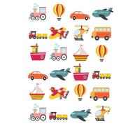 24 x Transport Edible Wafer/Rice Paper Cupcake Toppers Cake Decorations Plane Car Bus Boat Train Hot Air Balloon Transportation