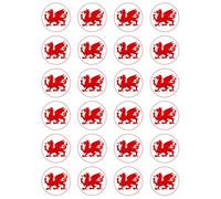 24 x Welsh Dragon Edible Wafer or Icing Cupcake Toppers St David's Day Party Cake Decorations Perfect For Brownies Cookies Muffins & More! (Edible Wafer Card)