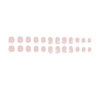 24 x White French Tips Full Nails Flowers Press On Nails Short Square Stick On Nails Acrylic Nails For Daily Use