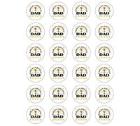 24 x World's Greatest Dad Edible Cupcake Toppers - Wafer Card or Icing - Father's Day Celebration Party Themed Birthday Decorations Perfect For Brownies Cookies Muffins & More! (Edible Wafer Card)