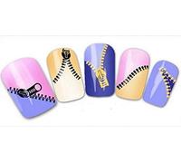 24 x Zip Zips Nail Art Decals Transfers Wraps Black and Gold New