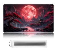 24"x14" MTG Playmat, Large Trading Card Game Play Mat with Non-Slip Rubber Base & Stitched Edges, Premium TCG Card Mat for MTG, Gaming Desk Mat & Mouse Pad,Blood Moon Fantasy