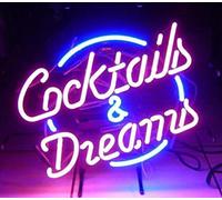 24"x20" Cocktails and Dreams Real Glass Neon Light Sign Home Beer Bar Pub Recreation Room Game Room Windows Garage Wall Store Sign