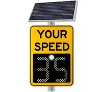 24"x35" Radar Speed Display Sign, Flashing Speed Limit Indicator, Solar Powered LED Radar Feedback Sign with Remote Control, Applicable to Speed-Limited Roads, Highways,Yellow