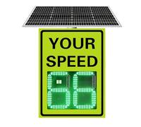 24"x35" Solar Powered Radar Feedback Sign, LED Your Speed Display with Remote Control, High Brightness Reflective Radar Speed Detector, for Highways & Speed-Limited Roads(Yellow)