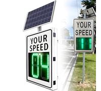 24"x35" Solar Powered Radar Speed Limit Sign - LED Speed Limit Radar Detective Display,Radar Feedback Sign,Applicable to Highways,Speed-Limited Roads,White
