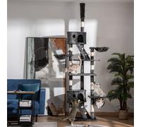240-260cm Adjustable Height Floor-to-Ceiling Cat Tree for Indoor Use PawHut Dark Grey One Size