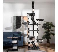 PawHut Climbing Cat Tree & Activity Center - Dark Grey & White, Grey