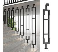 240-40 cm Height Modern Metal Stair Balusters for Prevent Falling, L-shape Baluster Column Secured Apartment Corridor Staircase Renovation(Black (1 pcs),H-180cm/70.9in)