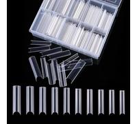 240 Clear Nail Tips, Extra Long Square Shape - Dimension Full Cover, Perfect for Women's Nails, Straight False Nail Tips for Nail Art and DIY French Designs