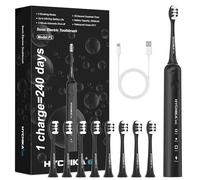 Electric Toothbrush for Adults - Rechargeable Sonic Toothbrush with 8 Toothbrush Heads,240 Days Battery Life,3 Cleaning Modes,IPX7,2 Minute Smart Timer,Gift for Family