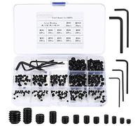 240 Grub Screws Set, Cup Point Hex Head Screw Set, Metric M3/M4/M5/M6/M8 Hex Socket Screw Assortment Kit with Allen Key Wrench(M1.5/M2/M2.5/M3/M4) for Door Handles, Faucet (B-black)