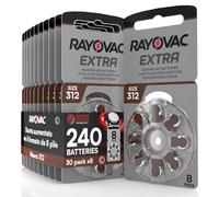 240 Hearing Aid Batteries 312 Rayovac Extra - 30 Blisters of 8 Batteries