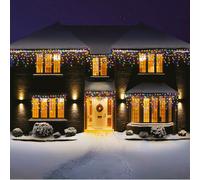 240 LED Snowing Icicle Lights - Multi-Coloured, 13.85m Total, 8m to First LED, 8 Modes, Indoor/Outdoor, G-0402