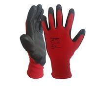240 Pairs Nitrile Coated Nylon Safety Work Garden Gloves Black Red or White Grey Bulk Buy Wholsale Deal For Builders Mechanic Construction Gardening (XL, Red Black)