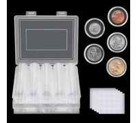 240 Pcs 30mm Coin Capsules Coin Holders for Collectors,Clear Plastic Storage Case Organizer with Foam Gasket, 5 Sizes (17/20/25/27/30mm) Coin Case for Coin Collection Supplies