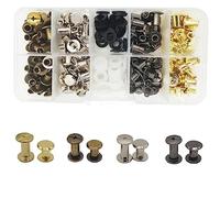 240 Pcs(80 Set) Chicago Screws, M5x6/8mm Binding Screw Leather Rivets Kit, Flat Cross Head Metal Rivets, Replacement Repair Kit, Craft Collar Purse Belt Handbags(4 Color)