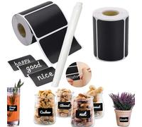 240 Pcs Chalkboard Labels Waterproof Reusable Blackboard Sticker，for Kitchen Organize,Decorating Jars,Pantry Storage,Office，Flower 1Roll/120 Pcs with 1 Erasable Marker,Rectangle (2)