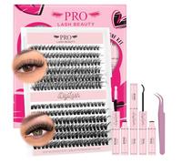 240 Pcs Cluster lashes Kit with 3D Lash Clusters Lash Bond and Seal Lash Tweezers DIY Cluster Eyelash Extensions Kit Easy to Apply at Home (60D+80D-D-8-16mix Kit)