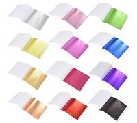 240 Pcs Colored Gold Leaf Sheets, 12-Color Multipurpose Gold Foil, 8×8.5cm Gold Foil Sheets for Nail Art, Home Interior, DIY Project, and Crafting Decoration (Multi-Colors)
